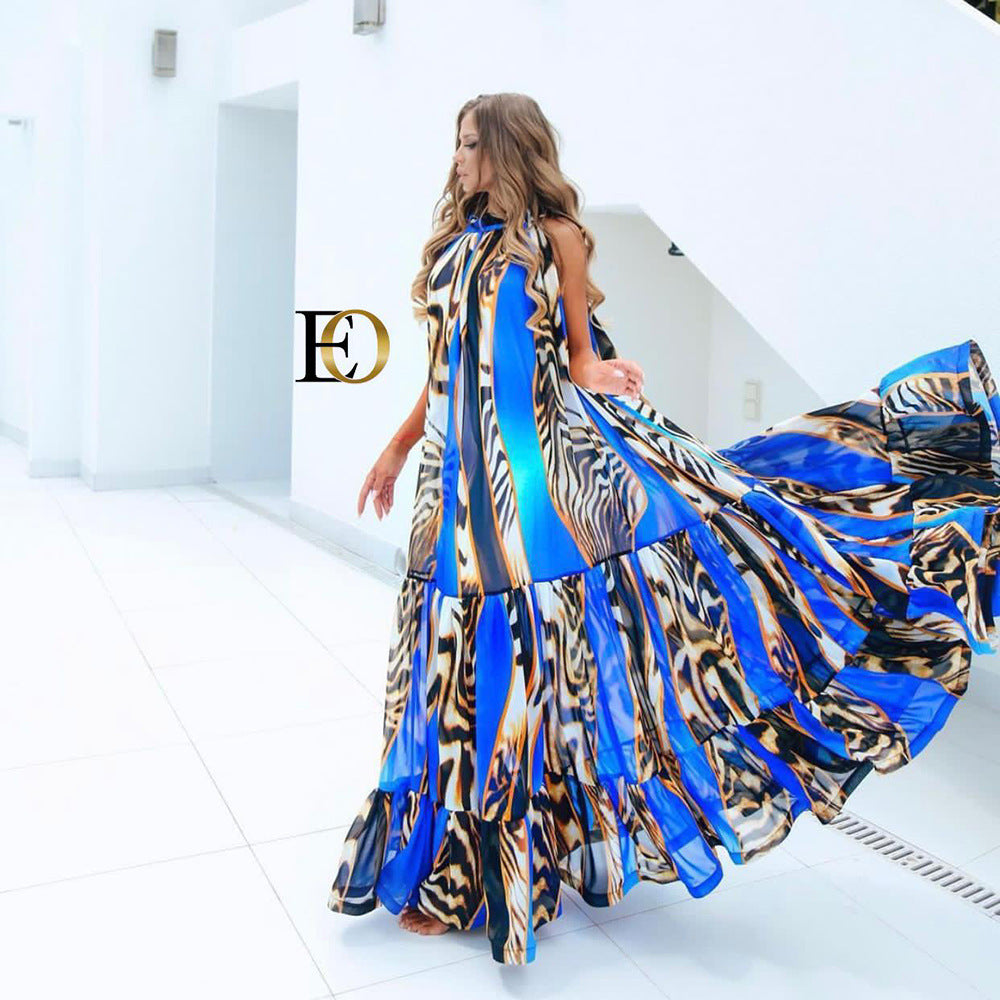 Halter Sleeveless Printed Dress