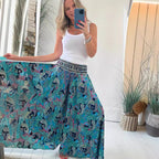 Summer Positioning Elastic Waist Wide Leg Pants Casual Pants for Women
