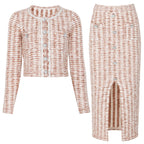 Caramel Top Two-Piece Overskirt Suit