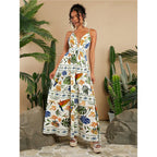 Women's Beach Vacation Casual Summer Woven Backless Long Women White Dress