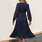 Women's V-Neck Lace Long-Sleeve Maxi Dress