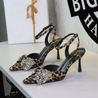 Women's Rhinestone Bow Stiletto Sandals