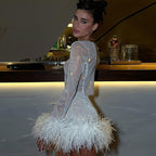 Women's Sequ Furry Nightclub Round Dress Two-Piece Set