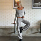 Women's Brushed Knit Top And Pants Set