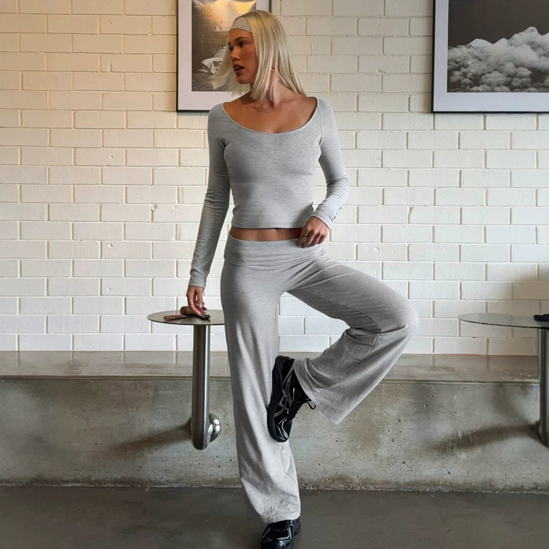 Women's Brushed Knit Top And Pants Set