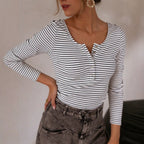 Popular Black White Striped Soft Comfortable Shirt Daily