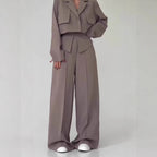 Women Clothing Spring Autumn Office Blazer Sling Wide Leg Mopping Blouse Pants