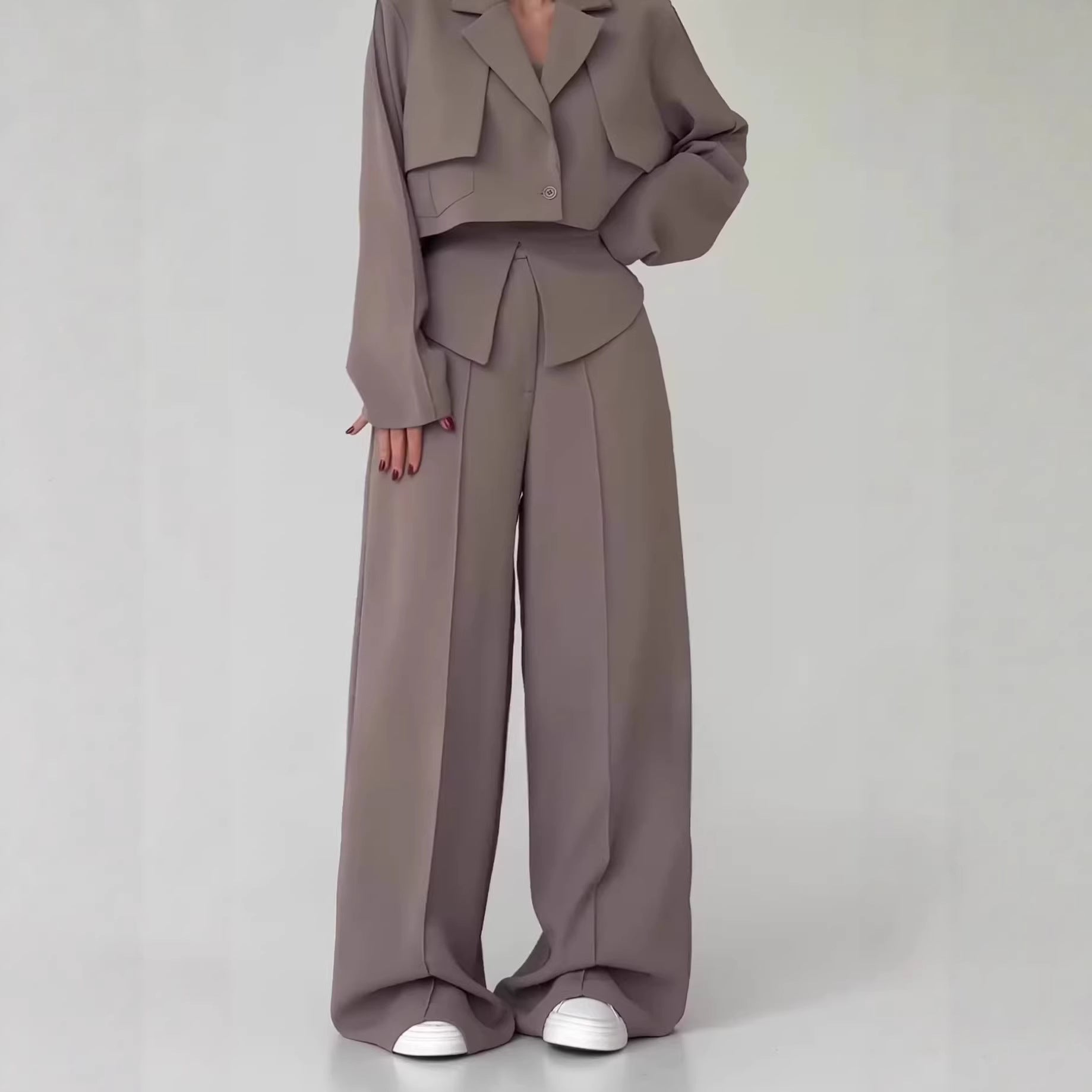 Women Clothing Spring Autumn Office Blazer Sling Wide Leg Mopping Blouse Pants