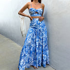Women's Backless Tube Large Top And Skirt Two-Piece Set