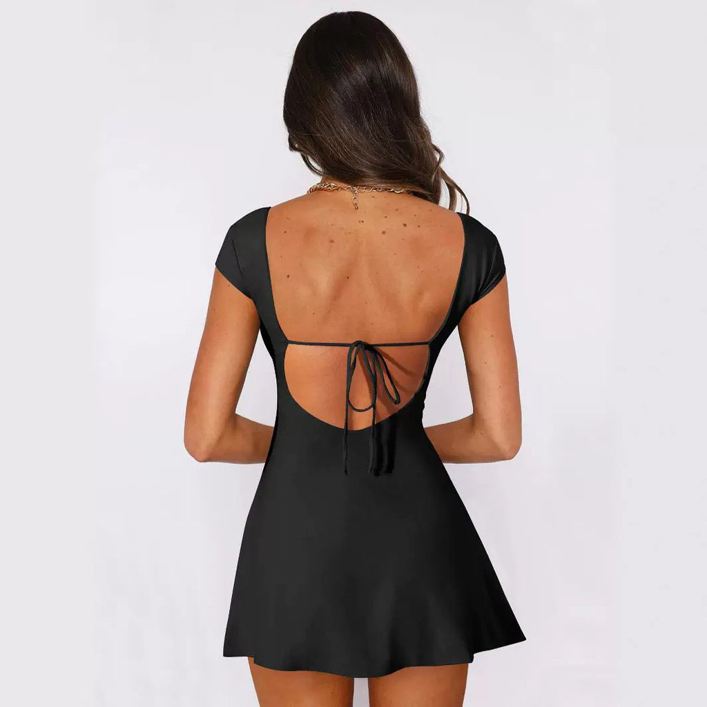 Women's Y2g Slim Fit Backless Lace Up One Step Dress