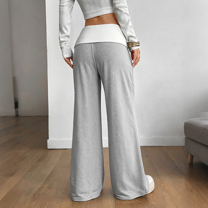 Women's Contrast-Color Wide-Leg Pants
