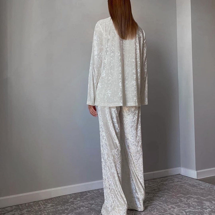 Long-Sleeve Top & Wide-Leg Pants Set