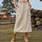 Summer Washed Lace Up Tooling Denim Skirt