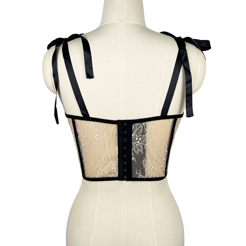 's Lace Bow Boning Corset Bra Fish Hanging Tube Top Short