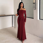 Women's Burgundy Off-Shoulder Ruched Mini Dress