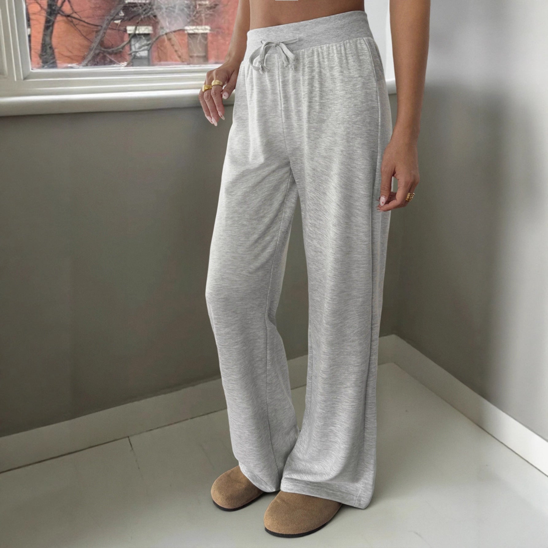 Sexy Solid Color Drawstring Trousers Pants Women Clothing