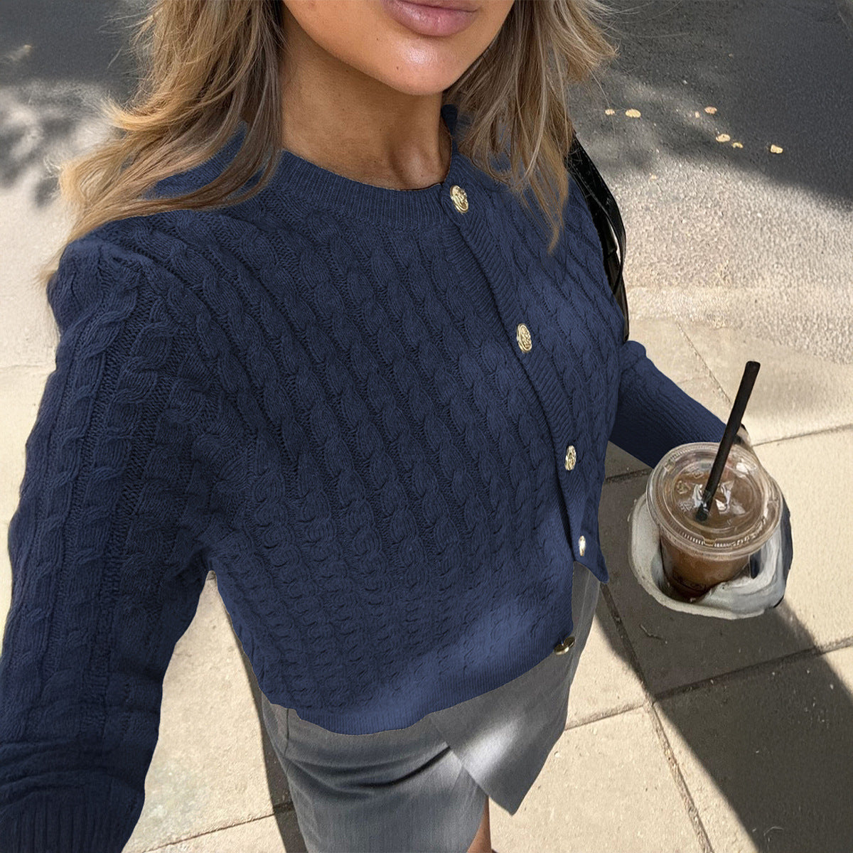 Women's Casual Solid Color Long-Sleeve T Shirt Sweater Woolen