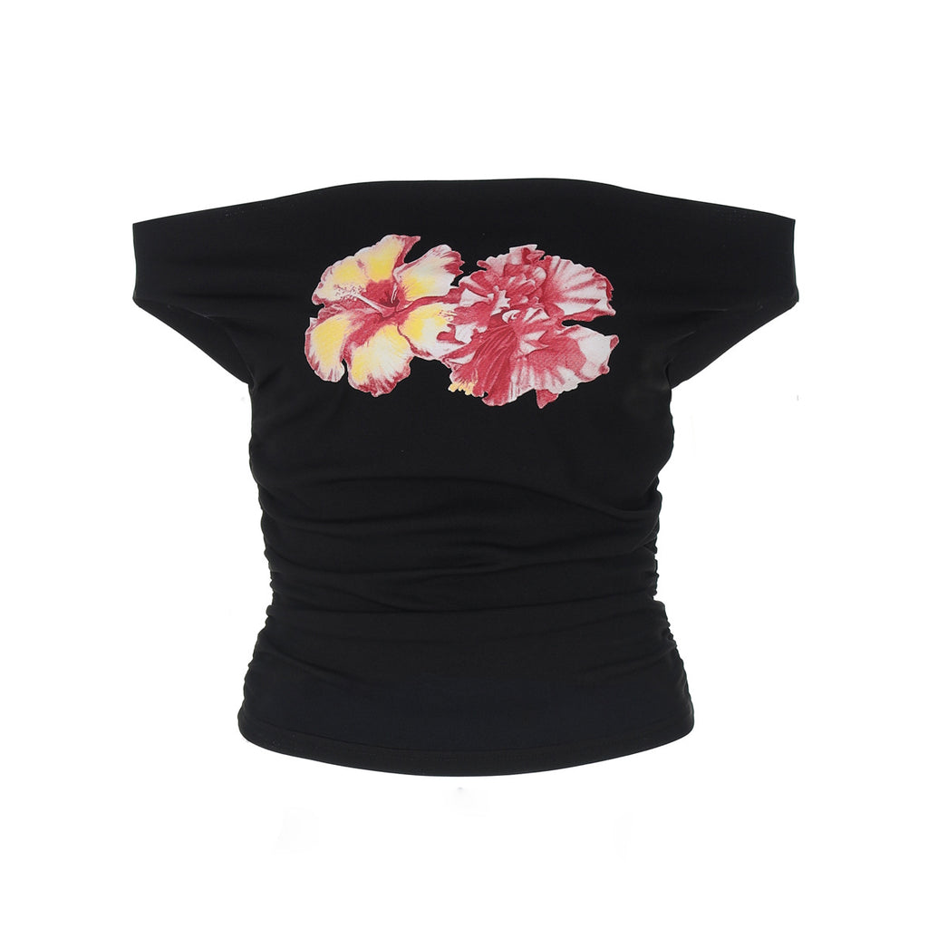Women's Printed Off-Shoulder Short Sleeve T-Shirt