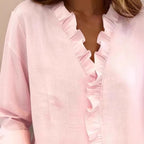 Women's Ruffle-Detail V-Neck Long-Sleeve Blouse