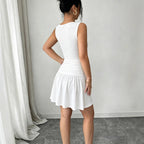 Women's Crew-Neck Ruched Pleated Dress