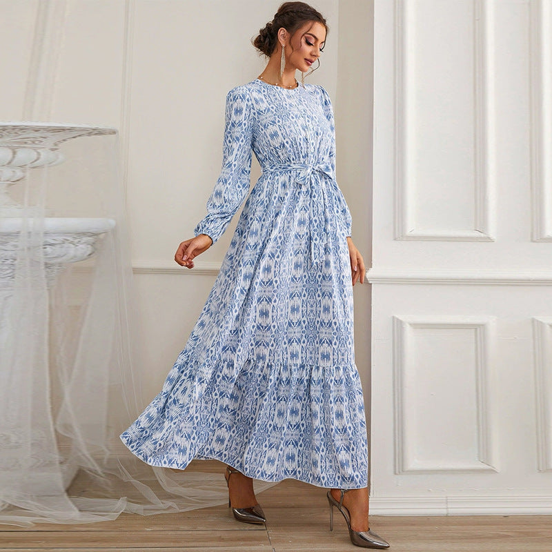 Women's Fall Women Clothing Tea Dress French Printed Dress