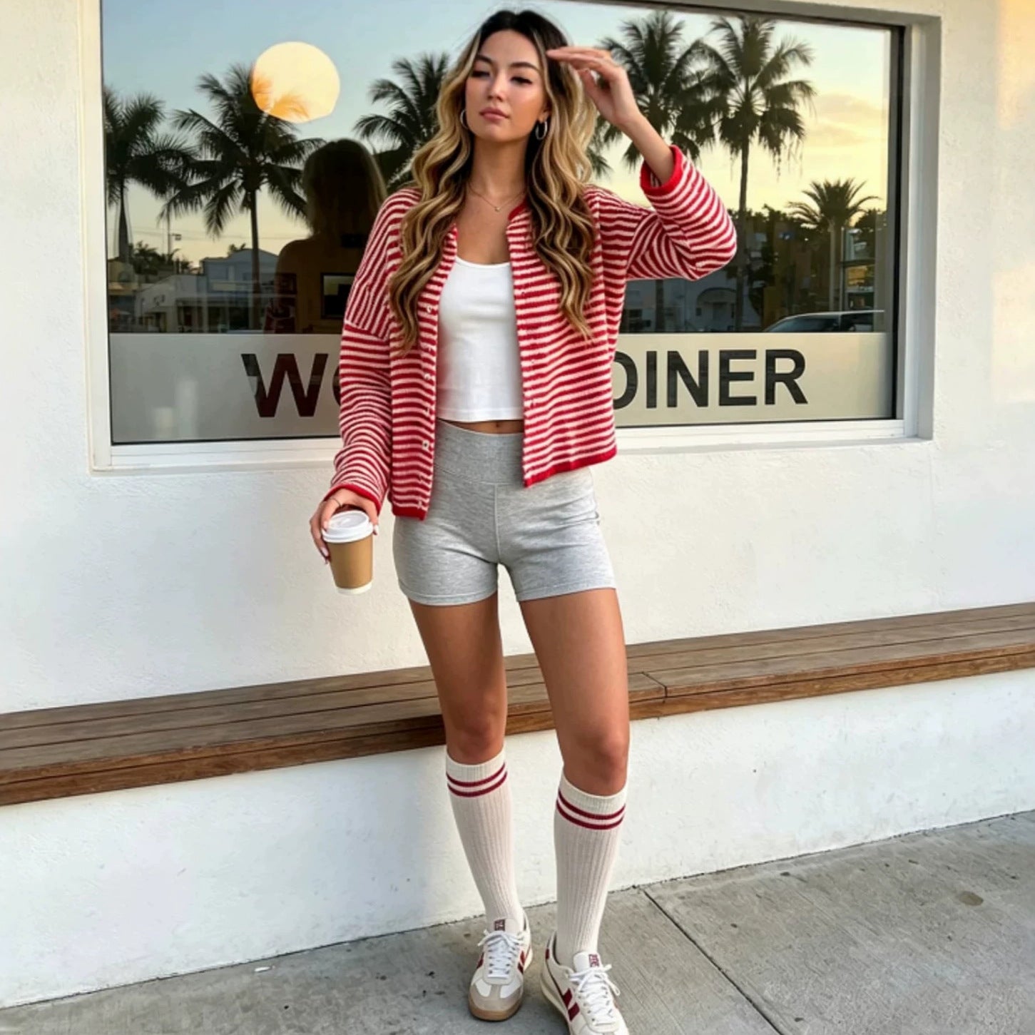 Women's Striped Knit Cardigan