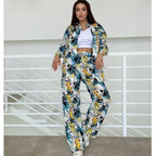 Women's Printed Loose Top High Waist Wide Leg Pants Women's Casual Sets