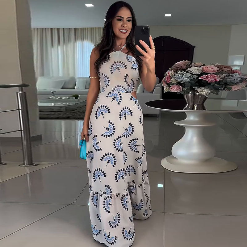 Autumn Maxi Dress Halter Popular Designer Model Backless Elegant