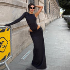 Women's Long-Sleeve Split Two-Piece Skirt Set