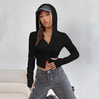 Street Zipper Cardigan Outerwear Long Sleeved Top Women