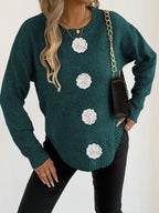 Dark Green 4 Hand Crocheting White Flowers