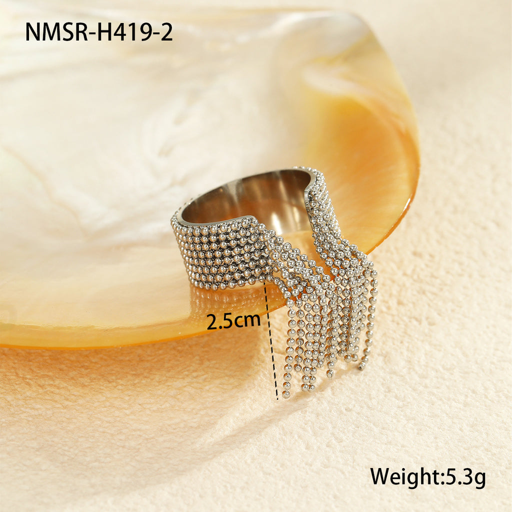 Steel Color Tassel Ring