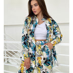 Women's Printed Loose Top High Waist Wide Leg Pants Women's Casual Sets
