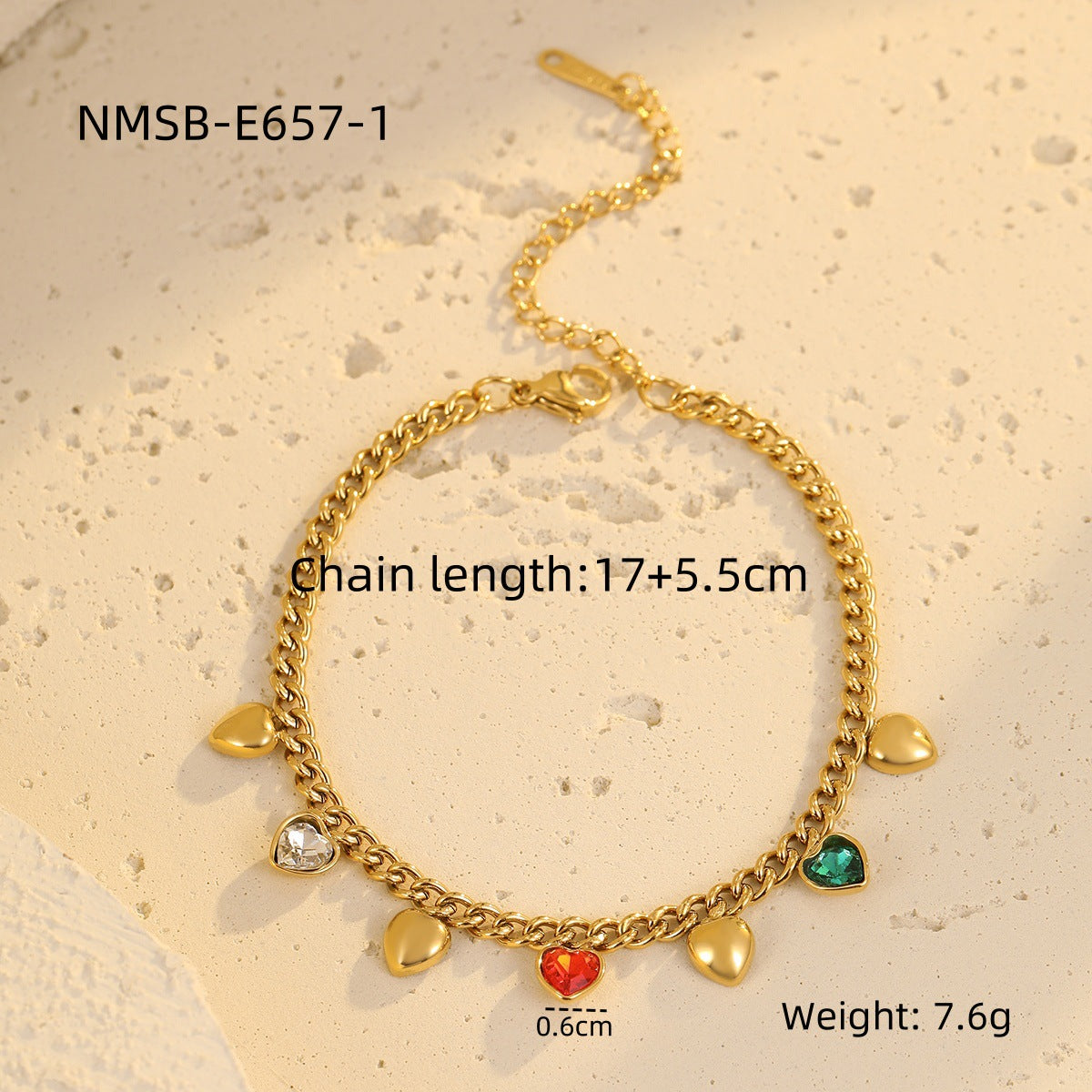 NMSB-E657-1 Love Heart Color Zircon
