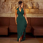 Women's Halter Backless Ruffle Dress