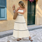 Camisole Bow Trim Stitching Dress
