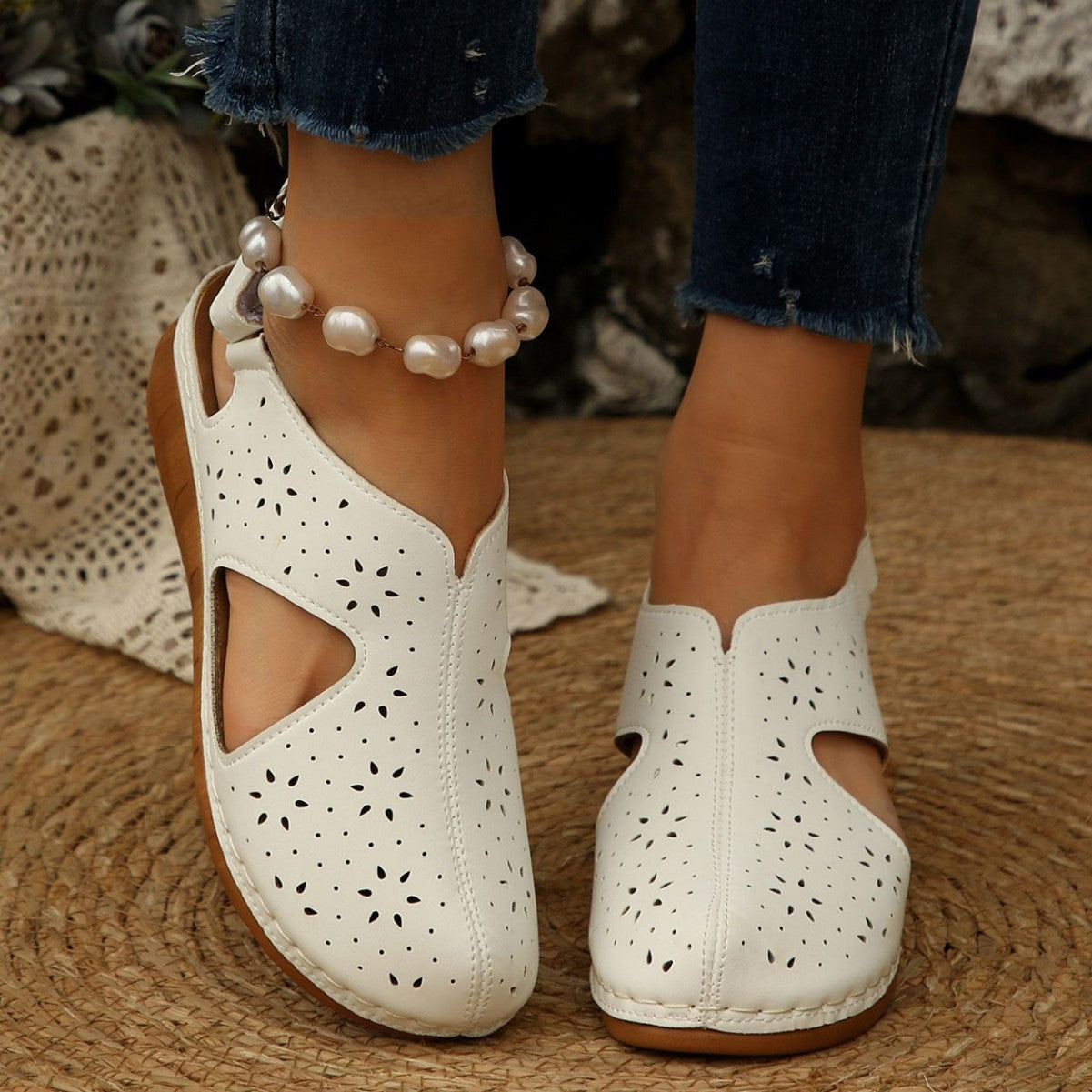 Women's Velcro Wedge Beach Slippers