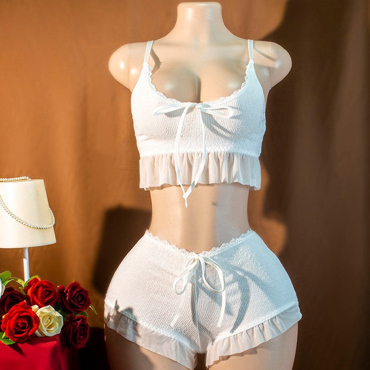 Lace Bow-Detail Two-Piece Lingerie Set