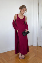 Wine Red Cotton Two-Piece Set