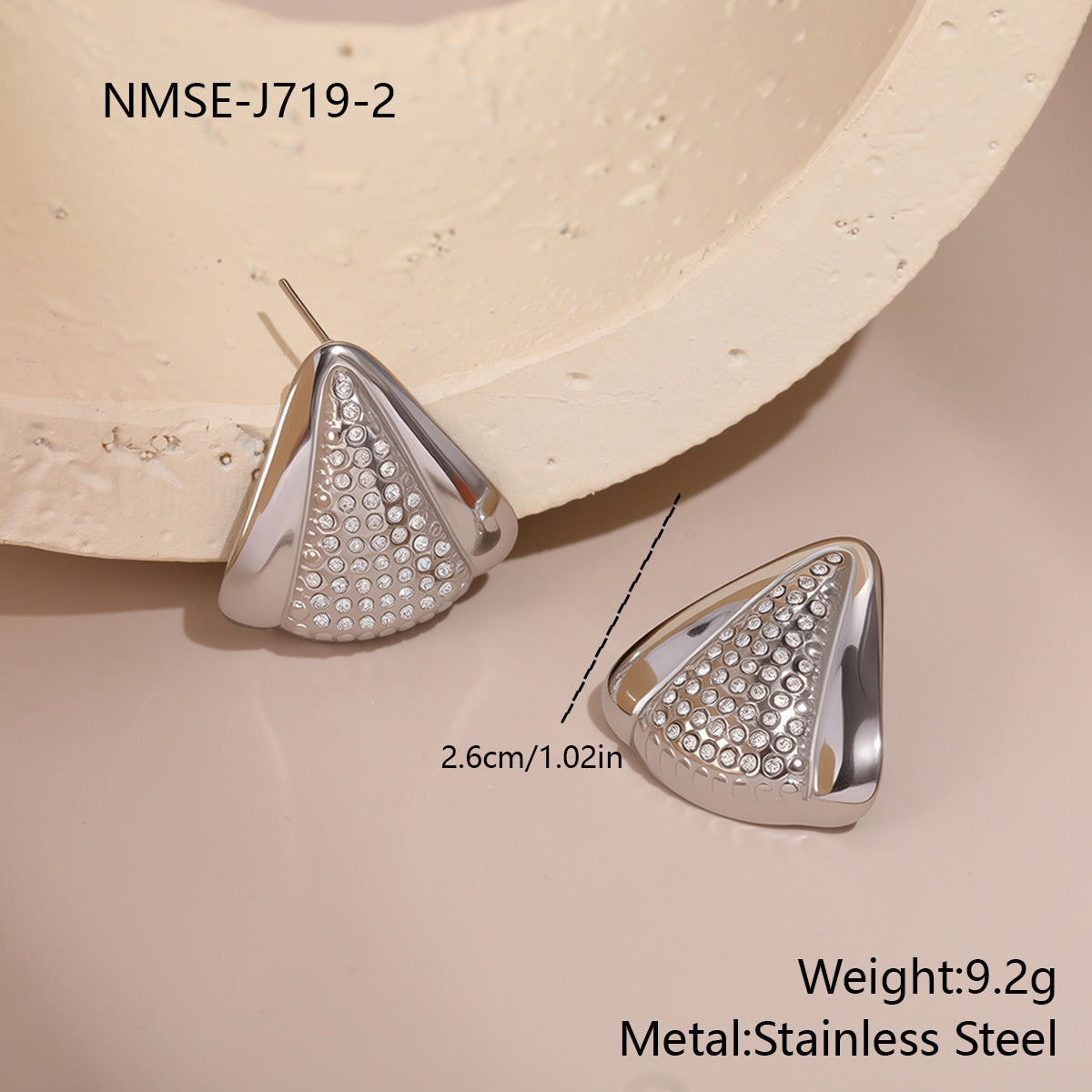 Steel Triangle Stud Earrings