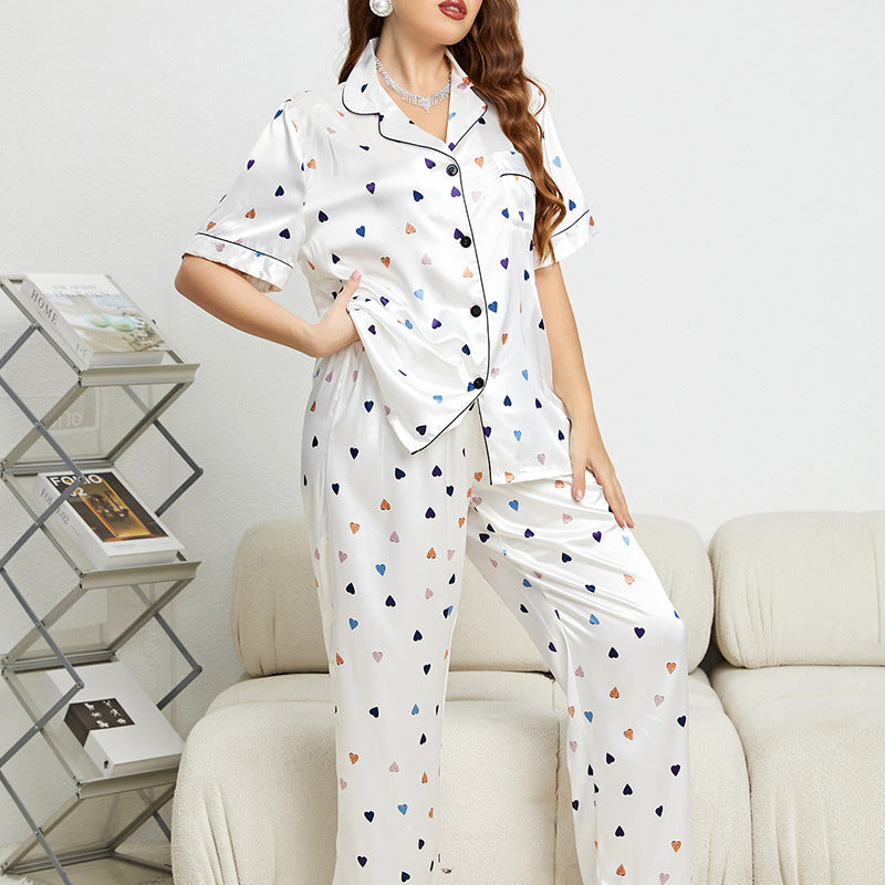 Plus Size Creative Heart Pajamas Home Wear Pajamas Suit Pajama