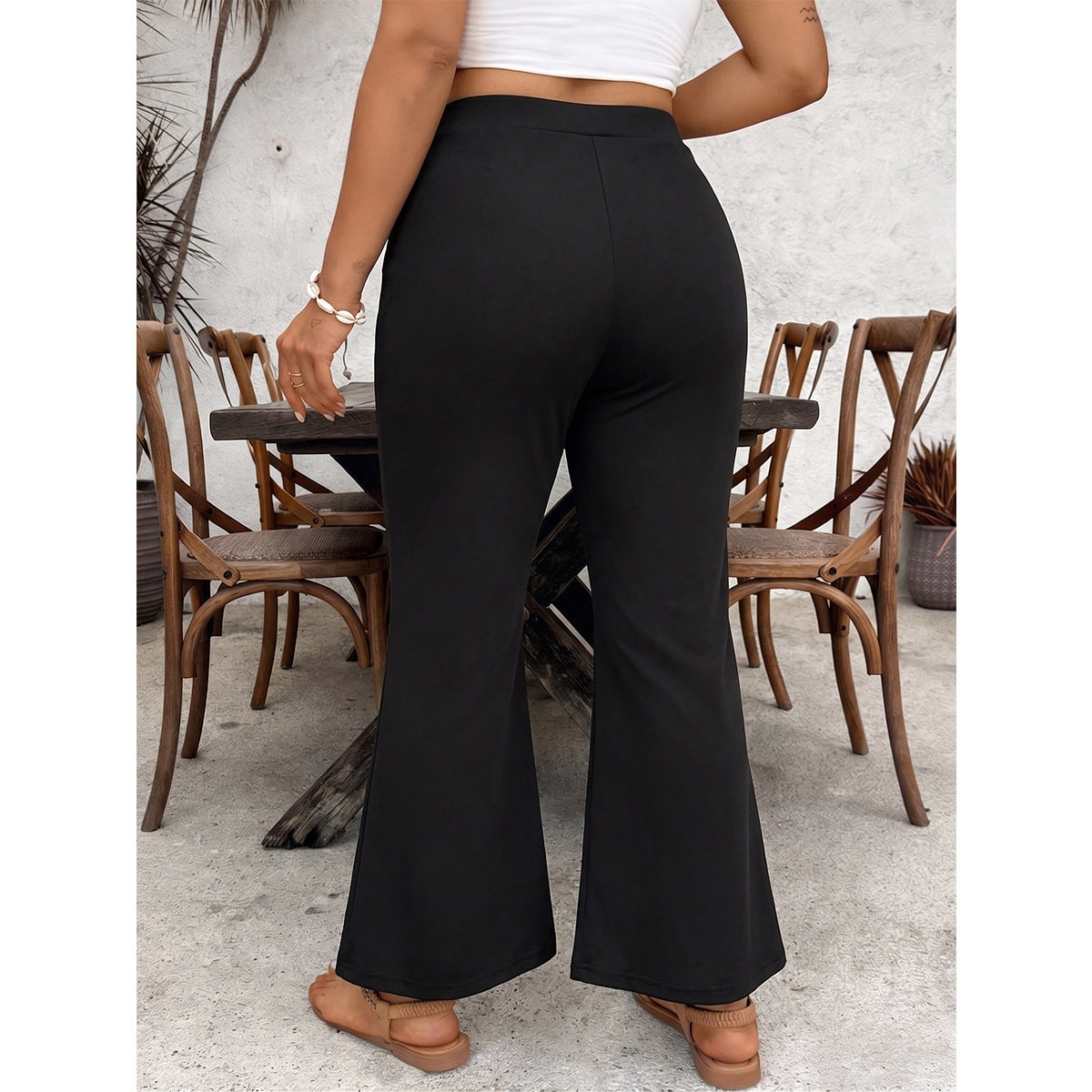 Plus Size High-Waist Flared Pants