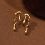 Geometric Abstract Asymmetric 18k Gold Stainless Steel Earrings Women Personality Titanium Steel Earrings Ear Studs