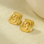Women's Gold Spiral Stainless Steel Earrings