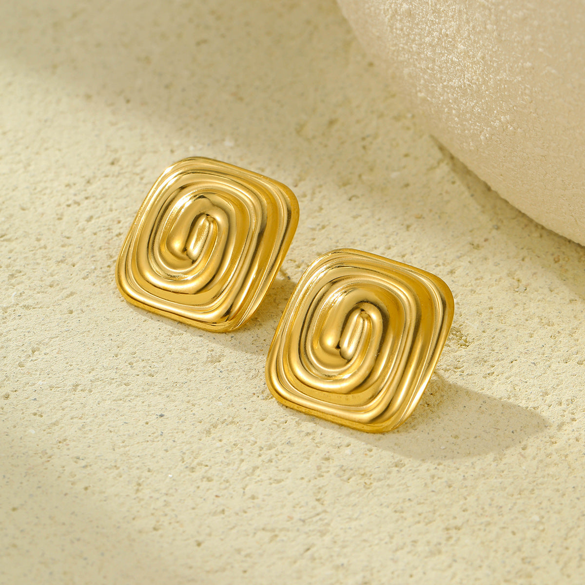 Women's Gold Spiral Stainless Steel Earrings