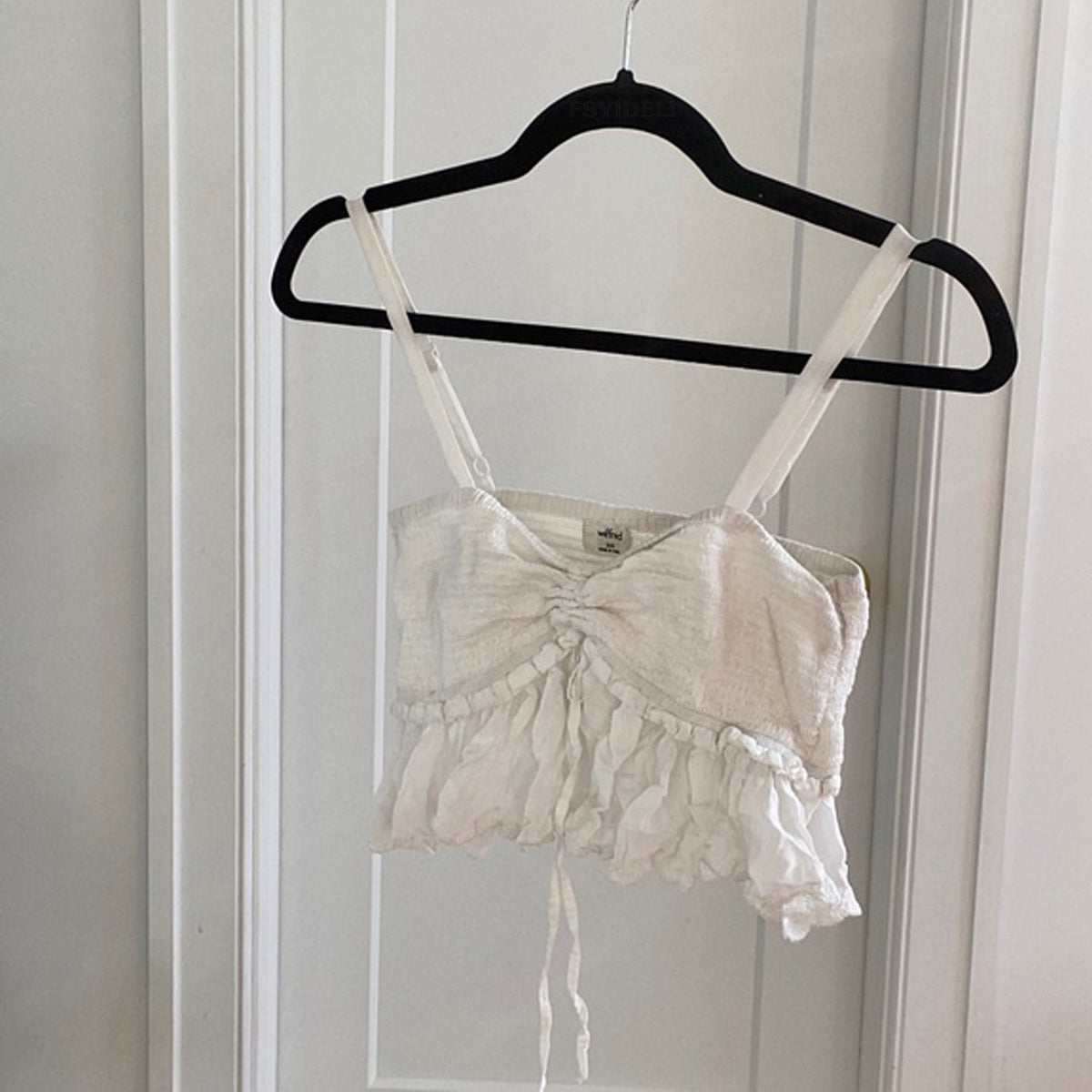 's Solid Color Sling Top Pleated Drawstring Lace Irregular