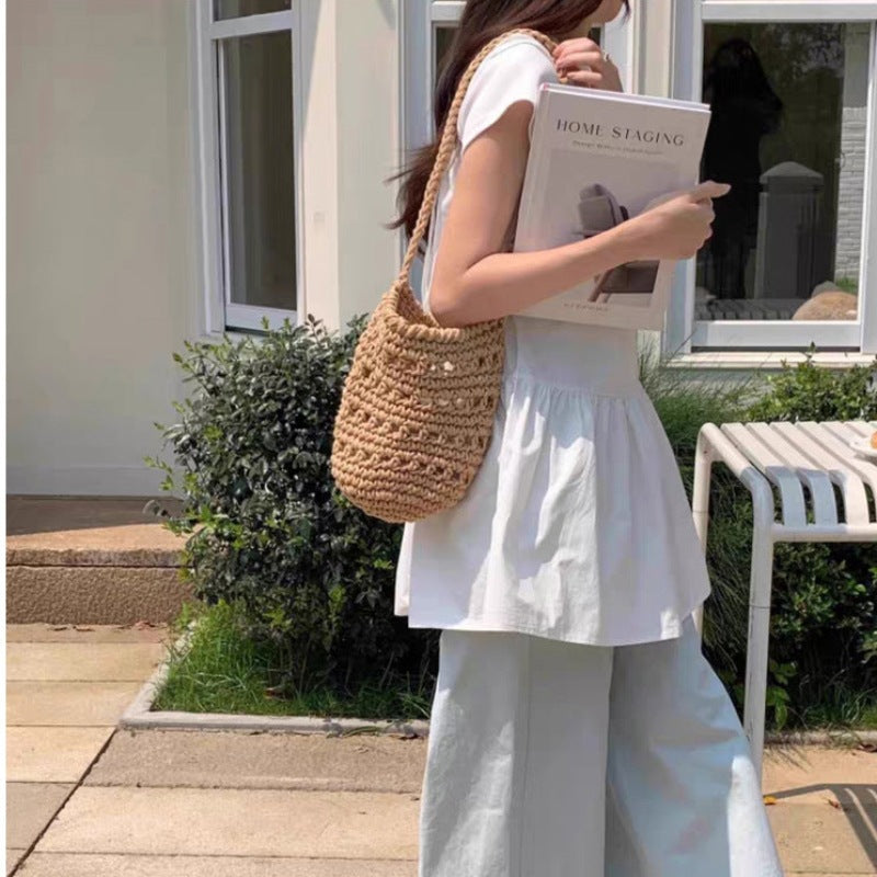 Women's Cotton Woven Bucket Bag