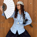 Women's Pure Cotton Slim Fit Waist Sneaky Slit Hemline At Hem Shirt