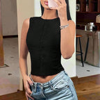 Round Neck Slim Fit Knitted Vest Top