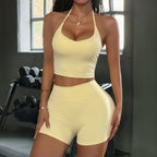 Yoga Halterneck Vest Short Pants Two Piece Sets Women Clothing Summer